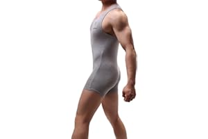 Juflam Herren Modal Baumwolle Einteiliger Bodysuit Wrestling Singlet Athletische Leotard Unterwäsche Gym Sportswear Unterhemd