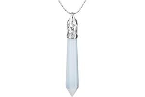 Nupuyai Energy Healing Crystal Point Pendant Necklace for Women Men, Protection Hexagonal Pendant with Chain 58cm