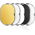 Selens 5 in 1 60x90cm Light Reflector Photography Diffuser Collapsible Portable with Handle Lighting for Photo Studio Portrait Product Indoor Outdoor Shooting Gold Silver White Black Translucent