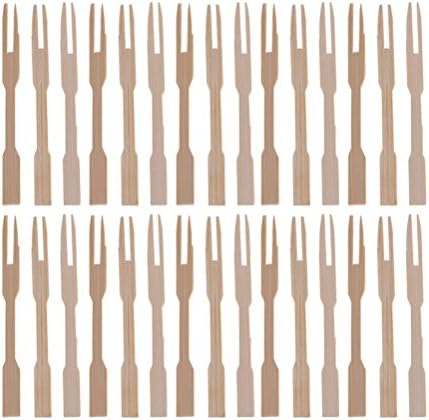 SevenMye 100 Pieces Wooden Cocktail Picks,Bamboo Paddle Skewers Roasting Sticks Forks for Fruit BBQ Party Supplies