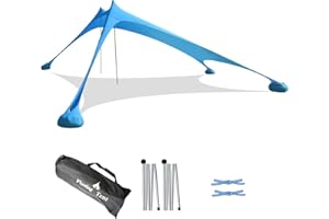 Floving Sombra de Playa con toldo para 4-5 Personas sombrilla portátil Anti-UV con Protector Solar para la Playa (Azul)