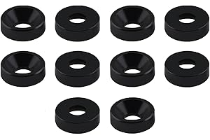 SENRISE Unterlegscheibe, M4, eloxiertes Aluminium, Senkkopf, Motorraum, Kotflügel, Stoßstangenscheibe, Schwarz, 10 Stück