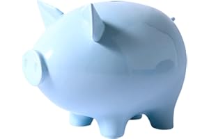 GOPIGITO Salvadanaio Maialino, Porcellino Salvadanaio Terracotta, Simpatico Salvadanaio per Bambini, Sposi Salvadanaio Banconote, Idea Regalo per Natale, Bambini, Matrimonio Salvadanaio Battesimo (blu)