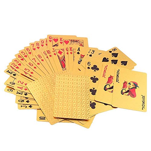 Preisvergleich Produktbild Alxcio Poker Spielkarten Blattgold Wasserdicht mit 24K Goldfolie Poker,Aufwendig Aussehen - Hoch Qualität für Ihr Poker Vergnügen, Profi Premium Spielkarten für Texas Holdem Poker