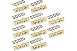 Oyrcvweuy 10pcs Metal Handmade Labels Tags for Clothes Jeans Shoes Bags Garment Rectangle Hand Made Printed Label DIY Sewing Craft handmade labels