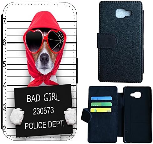 WICO Flip Case Phone Cover Case for, Fabric, 1041 Hund Bad Girl Schwarz Rot Weiß, HTC One M8 Mini 2