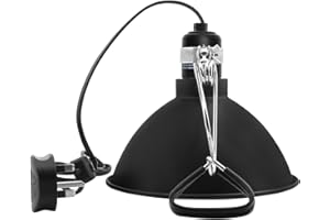 AIICIOO Reptile Bulb Holder with Clamp 8.5 Inches Terrarium Lamp Reflector in E27 Ceramic Socket for Lizard Tortoise Bearded Dragon Suitable for UVB and Heating Lamp