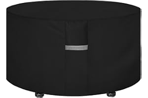Dokon Garden Furniture Cover with Ventilation Holes, Waterproof, Windproof, UV Resistant, Heavy Duty 600D Oxford Fabric Protective Cover for Garden Table Seating Set, Round - Black, 230x100cm