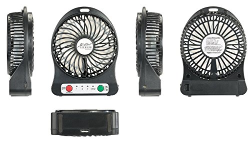 Sichler Haushaltsgeräte 3in1-Akku-Tisch-Ventilator mit Powerbank-Funktion & Leuchte, 1.800 mAh - 4