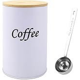 Coffee Bean Container, 500ml Storage Canister with Wooden Lid, Storage Container with Stainless Steel Spoon Included, for Sto