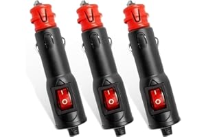 Mizikuu 3 Pezzi Spina Accendisigari Auto 12V/24V con Interruttore e Fusibile 10A - Spinotto Presa Universale Europea per Auto, Camion, Moto