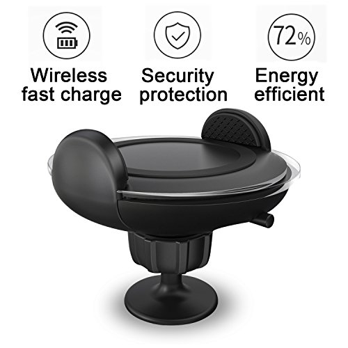 Caricatore Wireless Auto, innislink Caricabatteria Wireless da Auto Caricatore Senza Fili Veloce Air Vent Supporto a Ventosa per iPhone X/8/8Plus Samsung Note 8/S8 Huawei e Altri Dispositivi Qi - Nero