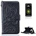 Produktbild CaseHome Compatible for LG G5 Hülle Geprägter Henna Blume Muster Buch-Stil Folio Magnetic Schließung Portemonnaie Stilvolle Gummi fit Stehen PU Leder Flip Stoßfest Etui-Schwarz