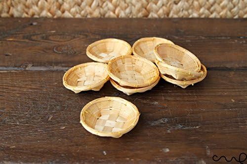 redchocol8® 8 x Tiny Rattan Basket Woven Wicker Basket Round Miniature Handmade Cute Craft