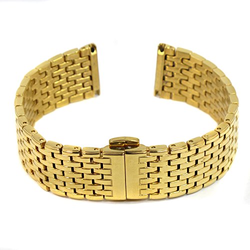 MapofBeauty Ersatz edelstahl Stahl Armbanduhr Metall Bande Mit drücken-Drucktaster Hidden Uhrenschlieen (22MM Gold) MapofBeauty Ersatz edelstahl Stahl Armbanduhr Metall Bande Mit drücken-Drucktaster Hidden Uhrenschlieen (22MM Gold)