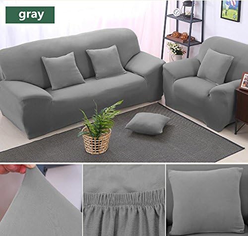TINE HOME Sofa Cover Stretch Slipcovers 1 Seater Protectors Multifunction Couch Cover Featuring Soft Form Fit Slip Resistant Chair Cover,90-140 cm, gray, 2 seater:145-185cm