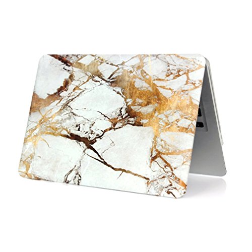 Ac.y.c Gold Mamormuster Mattiertes gummibeschichtetes Hard Case Schalen [Für MacBook Air 13 Zoll: A1369/A1466]+Tastatur Haut (Gold) - 3