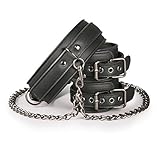Restraint kit Leather Collar With Anklecuff Human Collar Bdsms Anklecuffs EasyToys