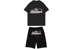 GXYANiaoy Tuta Estiva Trapstar Uomo Leggera Completo Trapstar Sportiva due Pezzi Maglietta Trapstar Ricamata Corta Pantaloncini Trapstar Cotone Casual Tuta Trapstar