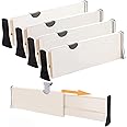MulYeeh 4 PCS Expandable Drawer Dividers, Adjustable Dresser Drawer Divider, Drawer Organizer Silverware and Utensils Separators, Wardrobe Storage Organization
