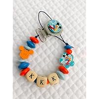 Schnullerkette Mickey Maus | mit anpassbaren Name | blau | soothie Schnuller Clips |