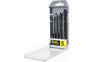 Gunpla Bohrer-Bits, 4 mm, 5 mm, 6 mm, 8 mm, 10 mm, für Glasfliesen, Beton, Ziegel, Kunststoff, zum Bohren von Keramik, Ziegel, Marmor, Holz, Wolframkarbid, schwarz, Spiralbohrer-Set, 5 Stück