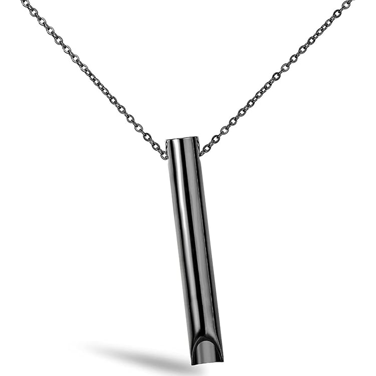 Collier Aide à La Respiration Avec Sifflet - Chaîne Acier Inoxydable, Cotons Remplaçables - Pour Gestion Du Stress - 6