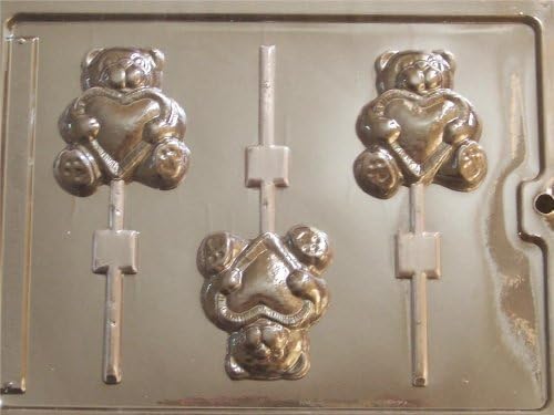 Large Teddy with Heart Chocolate Lollipop Mould 3 on 1