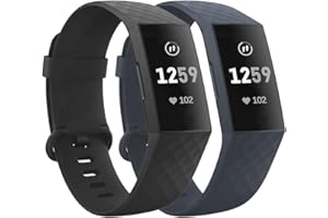 superpow Correa Fitbit Charge 3, 2 Piezas Correa de Repuesto Compatible con Fitbit Charge 3 Correa/Fitbit Charge 4 Correa, Correas Deportivas Suaves para Mujeres Hombres, Pequeñas Grandes