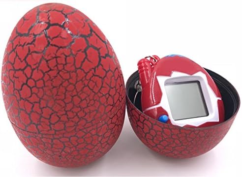 Multi-color Cartoon Dinosaur Egg Mini Hand-hold, Keychain Nostalgic Tiny Digital Virtual Pet Electronic Game, Crackle Tumbler Gifts Toy For kids For Christmas &amp; Birthday (Red)