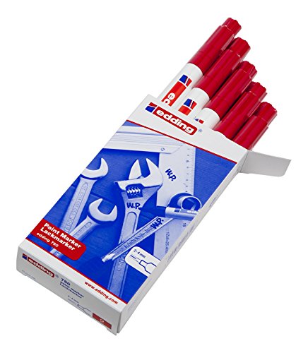 edding 750 Lackmarker mit Rundspitze 2-4 mm Strichbreite 10 Stück rot