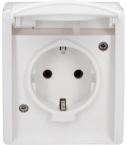 Schneider Electric Merten Schuko-Steckdose mit Klappdeckel, 3-fach, waagerecht, IP44, Aquastar