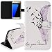 Produktbild SMART LEGEND Farbmalerei PU Leder Brieftasche Hülle für Samsung Galaxy S7 Flip Folio Wallet Schutzhülle Premium Magnetverschluss Painted Gemalt Leder Tasche Protection Case Skin Cover Patterns Holster Lederhülle mit Book Style Karten Slots Standfunktion Ständer und Magnetic Button Buckle - Live Your Dream Feder Floating Feather Bird