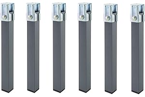Somnia Descanso - Juego de 6 Patas de 27 cm de Altura Cuadradas Metálicas con Abrazaderas para Somieres de 30 x 30 mm