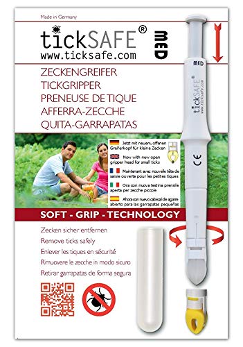 Preneuse de tique MED tickSAFE, enlève les tiques en douceur chez l'homme. DONC PAS de pince à tique.