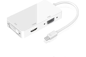 Ozvavzk Mini DisplayPort a HDMI/VGA/DVI Convertitore Full HD 1080P Adattatore 3 in 1 PC Contatti Placcati Oro,Mini DP Adattatore Cavo per Phone Mac Book MacBook