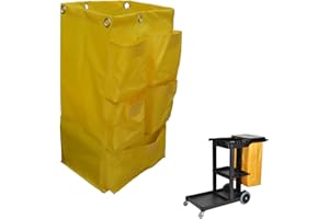 HOWOSO 5 Pockets Replacement Janitorial Cart Bag, High Capacity Waterproof Thickened Housekeeping Commercial Janitor Cleaning Cart Bag Housekeepers Cart Bag with 6 Brass Grommets - 16 x 11 x 27 inches