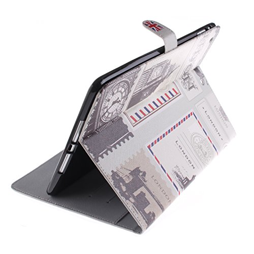 iPad mini Lederhülle – Felfy Slim Full Body UK Flagge mit London Muster PU Case Cover Etui Schutz Hülle Tasche für Apple ipad mini 3 mini 2 mini 1 + 1x Rot Bling Eule Anti Stöpsel + 1x Black Stylus - 5