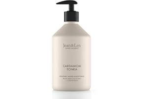 Jean & Len Heavenly balsam do rąk i ciała, kardamon & Tonka, dla pachnących doznań pielęgnacyjnych, z bio-olejkiem arganowym i masłem shea, wysokiej jakości butelka, bez parabenów i silikonów, 500 ml