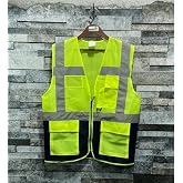 Orange Safety M&uuml;hendis Tipi Reflekt&ouml;rl&uuml; &Ccedil;ift Renk İkaz Yeleği (Sarı-Lacivert)