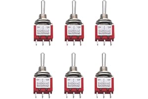 mxuteuk 6pcs Mini Miniature Momentary Toggle Switch (ON)/OFF/(ON) 6 Terminal 3 Position DPDT for Car Dash Dashboard 5A 125V 2A 250V,MTS-223
