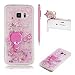 Produktbild für Samsung Galaxy S7 Hülle,SKYXD Glitzer Flüssig Wasser Kreativ Design Weiche Silikon Gel Gummi [Nicht Hard Case] Brillianter Leichtes Glatt Schutzhülle mit [Handyanhänger + Eingabestifte] Handy Tasche Hülle Etui für Samsung Galaxy S7 Soft Shine Bling Glitter Liquid Water Folie Case Back Cover With Touch Pen Dust Plug - Pink Treibsand Herz Sparkle mit Bär Muster
