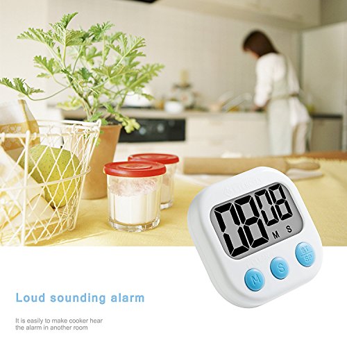 Etekcity 2er Digitaler Küchentimer mit Stoppuhr und Großem LCD-Display, Lautstärkeregelung, Inkl. Batterien, Weiß - 6