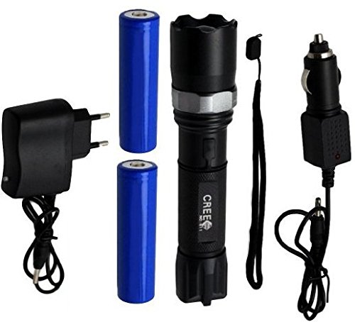 Oramics Swat Cree LED Taschenlampe mit Akku + inkl. Ladegerät und Zoomfunktion