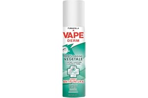 Vape, Derm Spray Antipuntura, Repellente Zanzare, con Ingredienti 100% Di Origine Vegetale, Protegge da Zanzara Comune e Tigre, Efficace Fino a 2 Ore, con Profumo di Eucalipto, 100 ml