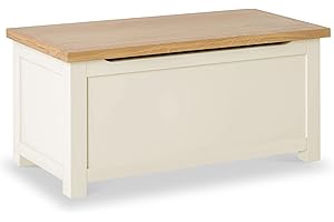 RoselandFurniture Farrow Cream Wooden Blanket Box Ottoman Storage Box | Fully Assembled Large Contemporary Painted Trunk, Shoe Storage Bench or Toy Chest for Bedroom, Hallway or Kids Room