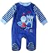 0-3 months - Baby Boys Blue Cute Little Knight Velour Sleepsuit