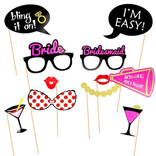 Coceca 82 Stück Single Photo Booth Props Fotografie Requisiten Selfie Requisiten DIY geeignet fuer Junggesellinparty und Mädelsabendspie - 3