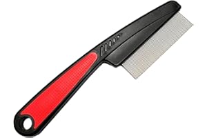 SYQZMYA Katzenkamm,Edelstahl Sanfte Kopfhautpflege Katzenbürste,Stabiler Langlebiger Läusekamm,Hundekamm Geeignet für Reinigung Von Cat und Dog Lice Tangles flea und anderem Schmutz Schwarze Farbe Flohkamm