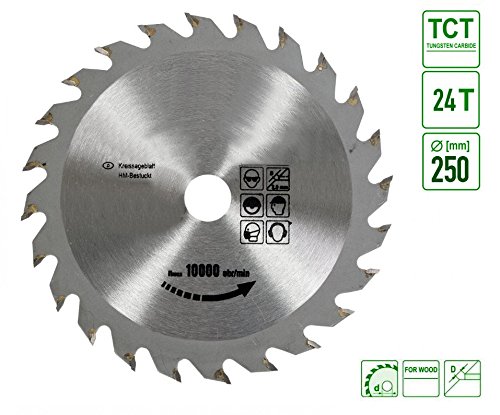 Hartmetall Kreissägeblatt Sägeblatt mit 24 Zähne 250 x 30 mm